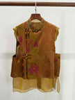 LUXE ORIENTA – Mulberry Silk Jacquard Layered Vest in Amber Bronze