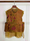 LUXE ORIENTA – Mulberry Silk Jacquard Layered Vest in Amber Bronze