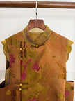 LUXE ORIENTA – Mulberry Silk Jacquard Layered Vest in Amber Bronze