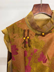LUXE ORIENTA – Mulberry Silk Jacquard Layered Vest in Amber Bronze