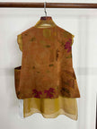LUXE ORIENTA – Mulberry Silk Jacquard Layered Vest in Amber Bronze