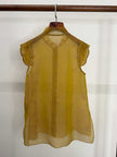 LUXE ORIENTA – Mulberry Silk Sheer Standing Collar Sleeveless Top (Amber Yellow)