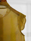 LUXE ORIENTA – Mulberry Silk Sheer Standing Collar Sleeveless Top (Amber Yellow)