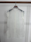 LUXE ORIENTA – Mulberry Silk Sheer Standing Collar Sleeveless Top (Pearl White)