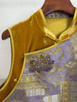LUXE ORIENTA – Yellow Song Brocade & Velvet French Embroidery Silk Vest