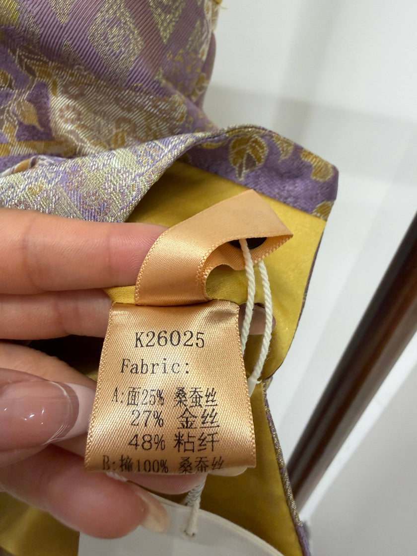 LUXE ORIENTA – Yellow Song Brocade & Velvet French Embroidery Silk Vest