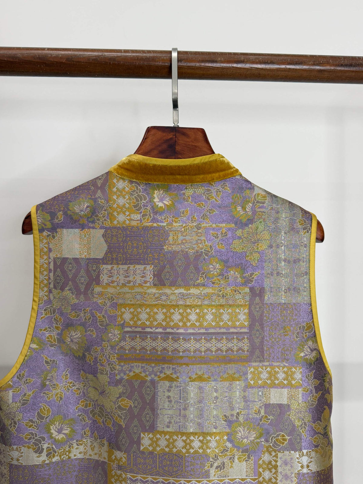 LUXE ORIENTA – Yellow Song Brocade & Velvet French Embroidery Silk Vest