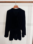LUXE ORIENTA – French Beaded Silk Velvet V-Neck Top in Onyx Black