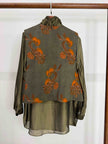 LUXE ORIENTA – Green Persimmon Jacquard Layered Vest