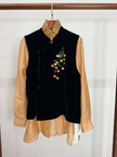 LUXE ORIENTA – French Beaded Silk Velvet Asymmetric Vest in Onyx Black