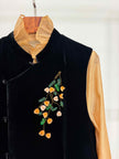 LUXE ORIENTA – French Beaded Silk Velvet Asymmetric Vest in Onyx Black
