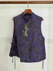 LUXE ORIENTA – French Beaded Brocade Asymmetric Vest in Imperial Purple