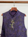 LUXE ORIENTA – French Beaded Brocade Asymmetric Vest in Imperial Purple