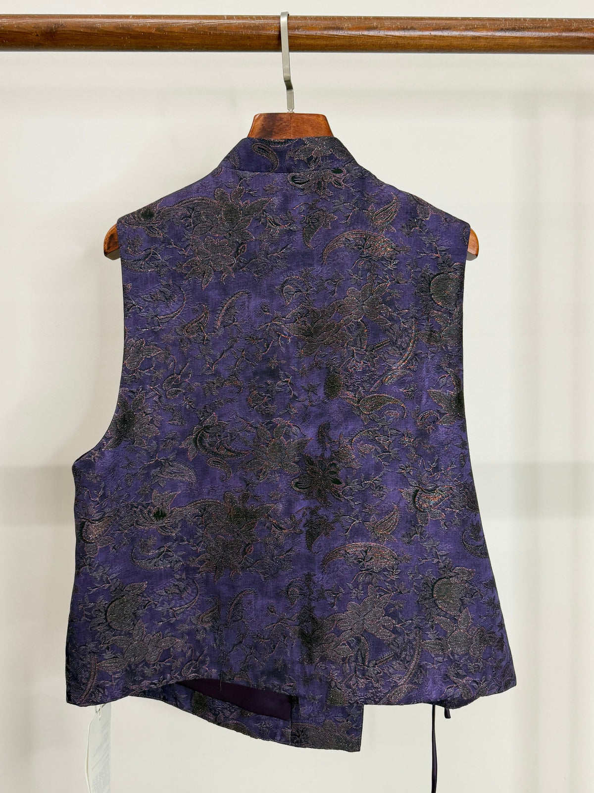 LUXE ORIENTA – French Beaded Brocade Asymmetric Vest in Imperial Purple