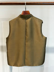 Silk-Wool French Embroidered Vest in Bronze Olive with Sequin Floral Motif - Luxe Orienta CO., LIMITED