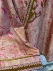 Pure Mulberry Silk Song Brocade Heritage Blouse in Dusty Rose & Olive Gold - Luxe Orienta CO., LIMITED