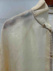 Pure Mulberry Silk Organza Jacquard Blouse with Stand Collar & Hand-Knotted Buttons - Luxe Orienta CO., LIMITED