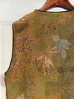 Metallic Olive & Bronze Jacquard Vest with French Beaded Embroidery & Velvet Knot Closures - Luxe Orienta CO., LIMITED