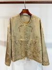 Luminous Metallic Gold Jacquard Cardigan with Hand-Beaded Embroidery & Knot Buttons - Luxe Orienta CO., LIMITED