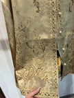 Luminous Metallic Gold Jacquard Cardigan with Hand-Beaded Embroidery & Knot Buttons - Luxe Orienta CO., LIMITED