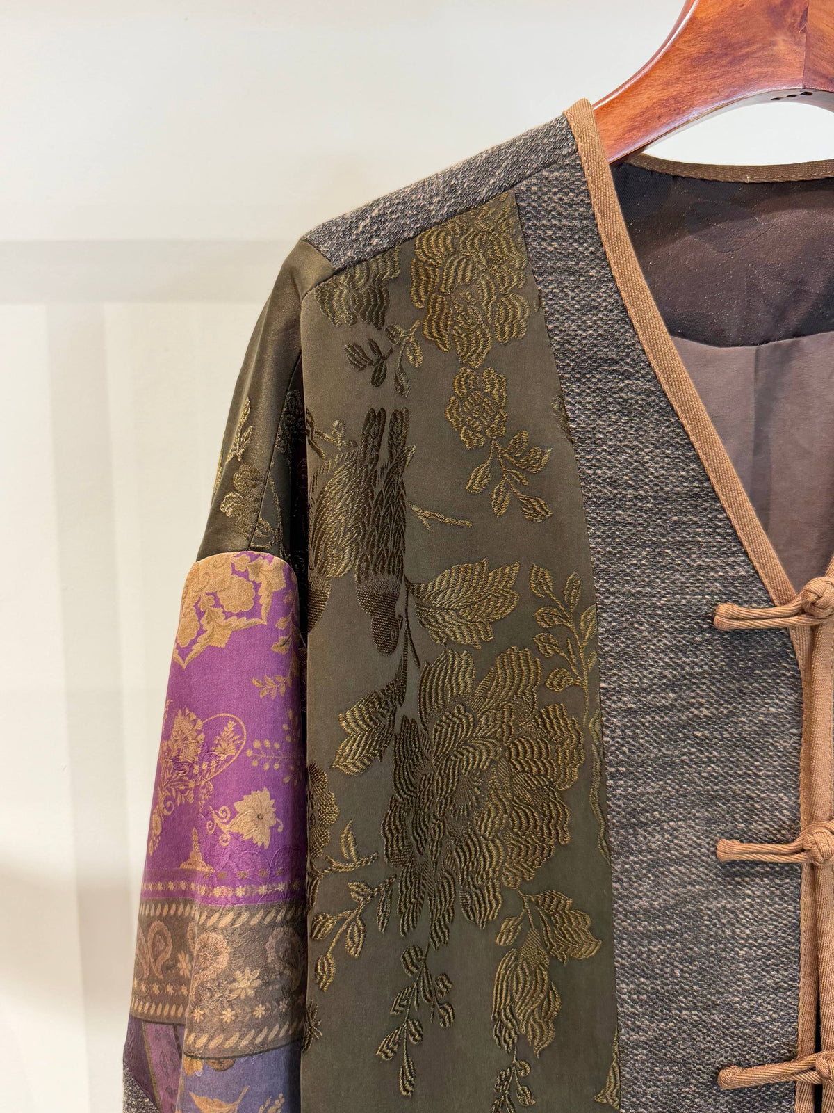 Heritage Xiangyunsha & Jacquard Open-Front Cardigan with Handcrafted Knot Closures - Luxe Orienta CO., LIMITED