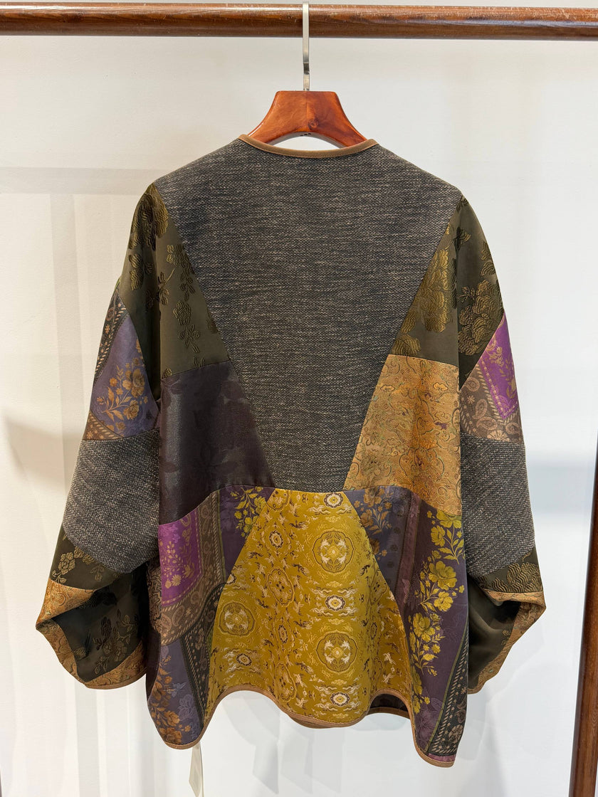 Heritage Xiangyunsha & Jacquard Open-Front Cardigan with Handcrafted Knot Closures - Luxe Orienta CO., LIMITED