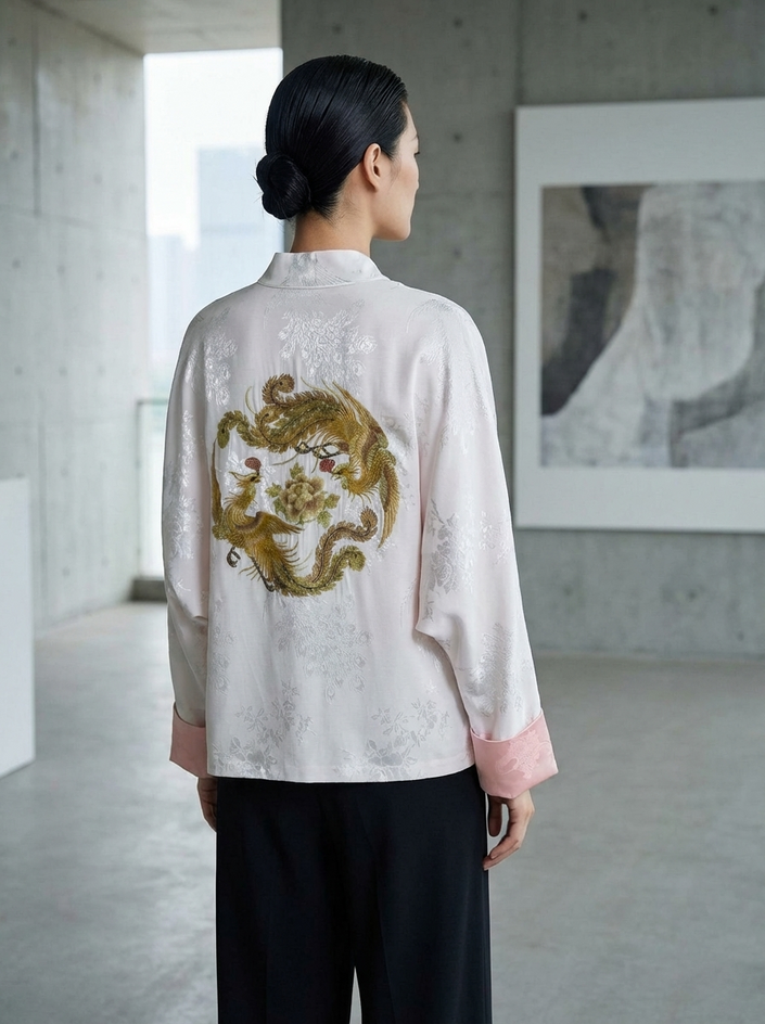 Phoenix Embroidered Mulberry Silk Tang Jacket – Reversible Chinese Silk Jacket | LUXE ORIENTA - Luxe Orienta CO., LIMITED