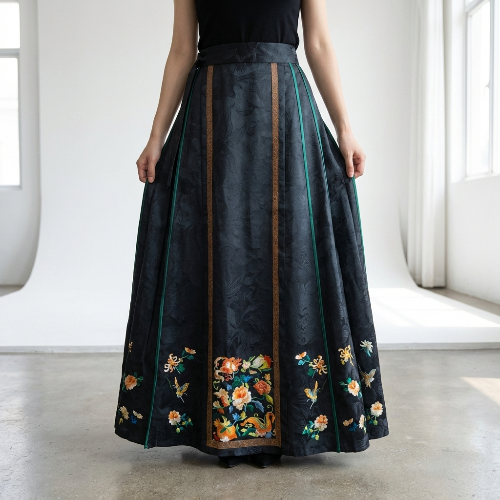 Luxury New Chinese Style Mamianqun Horse-Face Skirt -100% Pure Mulberry Silk - Luxe Orienta CO., LIMITED