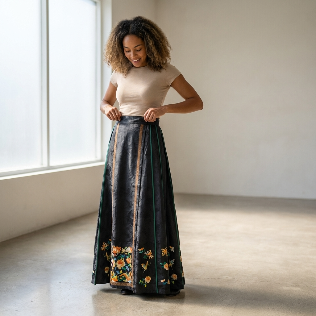 Luxury New Chinese Style Mamianqun Horse-Face Skirt -100% Pure Mulberry Silk - Luxe Orienta CO., LIMITED