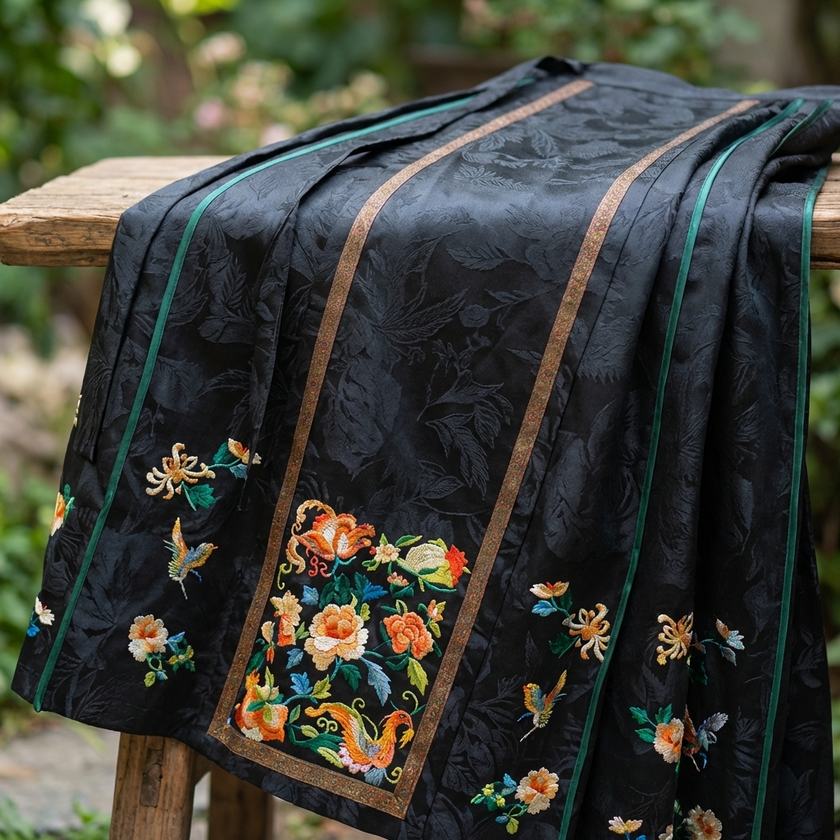 Luxury New Chinese Style Mamianqun Horse-Face Skirt -100% Pure Mulberry Silk - Luxe Orienta CO., LIMITED