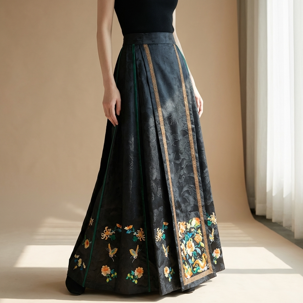 Luxury New Chinese Style Mamianqun Horse-Face Skirt -100% Pure Mulberry Silk - Luxe Orienta CO., LIMITED