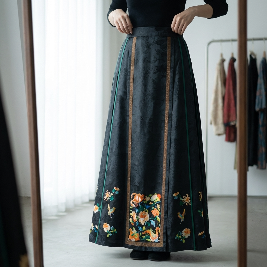 Luxury New Chinese Style Mamianqun Horse-Face Skirt -100% Pure Mulberry Silk - Luxe Orienta CO., LIMITED