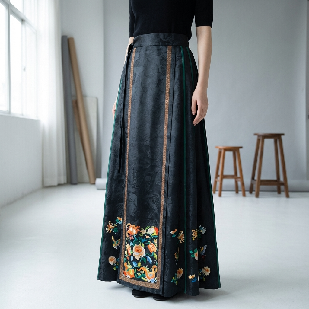 Luxury New Chinese Style Mamianqun Horse-Face Skirt -100% Pure Mulberry Silk - Luxe Orienta CO., LIMITED
