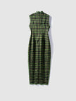 Green Xiangyunsha Mulberry Silk Qipao | Diamond Pattern Modern Cheongsam Dress - Luxe Orienta CO., LIMITED