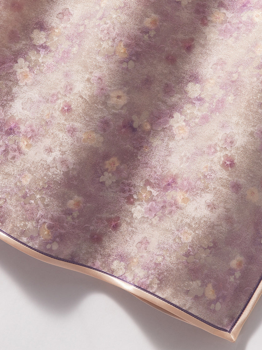 Pink Purple Floral Xiangyunsha Qipao |100% Mulberry Silk  Elegant Chinese Cheongsam Dress - Luxe Orienta CO., LIMITED