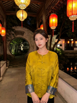Golden Peony & Butterfly Mulberry Silk Jacquard Blouse Tang Jacket - Luxe Orienta CO., LIMITED