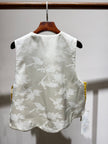 yellow white oriental vest chinese knot button waistcoat