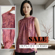 Muted Pink Floral Jacquard Sleeveless Blouse  | Luxe Orienta Modern Chinese Fashion