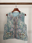 blue embroidered phoenix vest modern chinese fashion