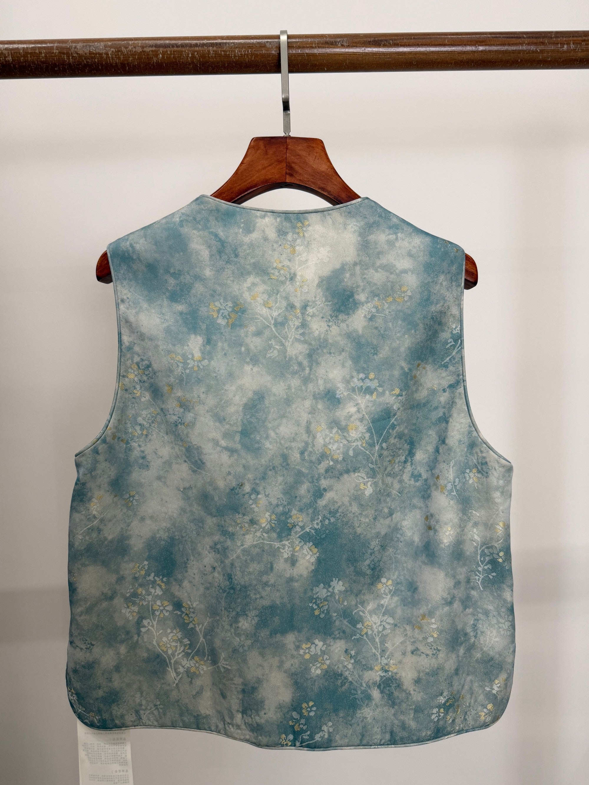 blue embroidered phoenix vest modern chinese fashion