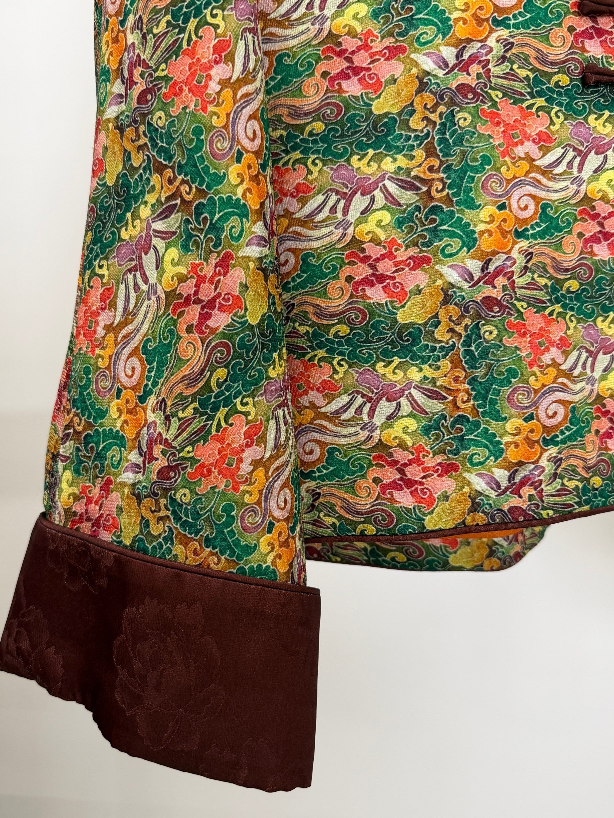 green xiangyunsha silk jacket phoenix embroidery