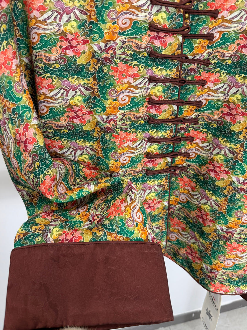 green xiangyunsha silk jacket phoenix embroidery