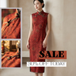 Red Mulberry Silk Xiangyunsha  Baoxiang Floral  Wedding Qipao-LUXE ORIENTA