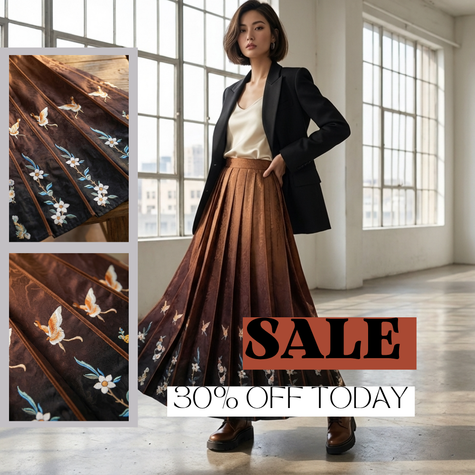 Gradient Crane Embroidery Xiangyunsha Mamianqun | 100% Mulberry Silk Horse-Face Skirt