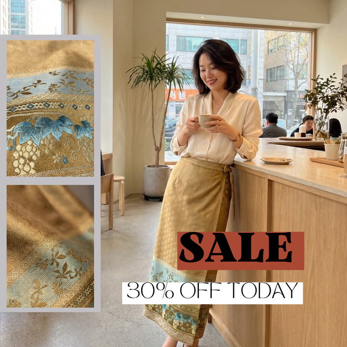 Gold Turtle Shell & Grape Blessing Xiangyunsha Ma Mian Qun Skirt– Modern Chinese Fashion Mulberry Silk Skirt