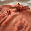 100% Mulberry Silk Xiangyunsha Rust Red Floral Print Short Sleeve Qipao Dress | LUXE ORIENTA - Luxe Orienta CO., LIMITED