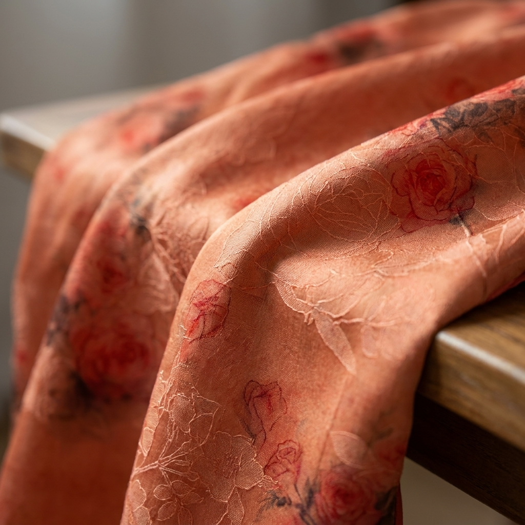 100% Mulberry Silk Xiangyunsha Rust Red Floral Print Short Sleeve Qipao Dress | LUXE ORIENTA - Luxe Orienta CO., LIMITED