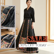 Black Jacquard Floral Embroidered Mamian Skirt | Xiangyunsha Silk Horse-Face Skirt
