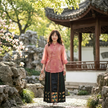 Luxury Ink Black Floral Jacquard Mulberry Silk Xiangyunsha Skirt -New Chinese Style Mamian Qun Dress - Luxe Orienta CO., LIMITED