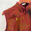 100% Mulberry Silk Xiangyunsha Rust Calligraphy Sleeveless Qipao Dress | LUXE ORIENTA - Luxe Orienta CO., LIMITED